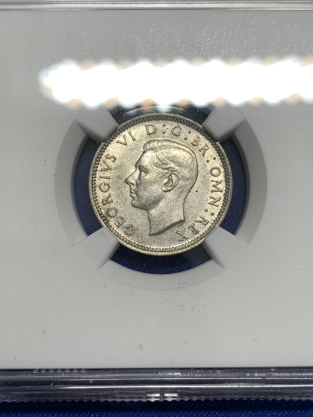 《竞宝斋》第173场-周日，周一2场 (全场包邮) NGC AU55 英国 乔六 1944年 6便士银币 原光好品