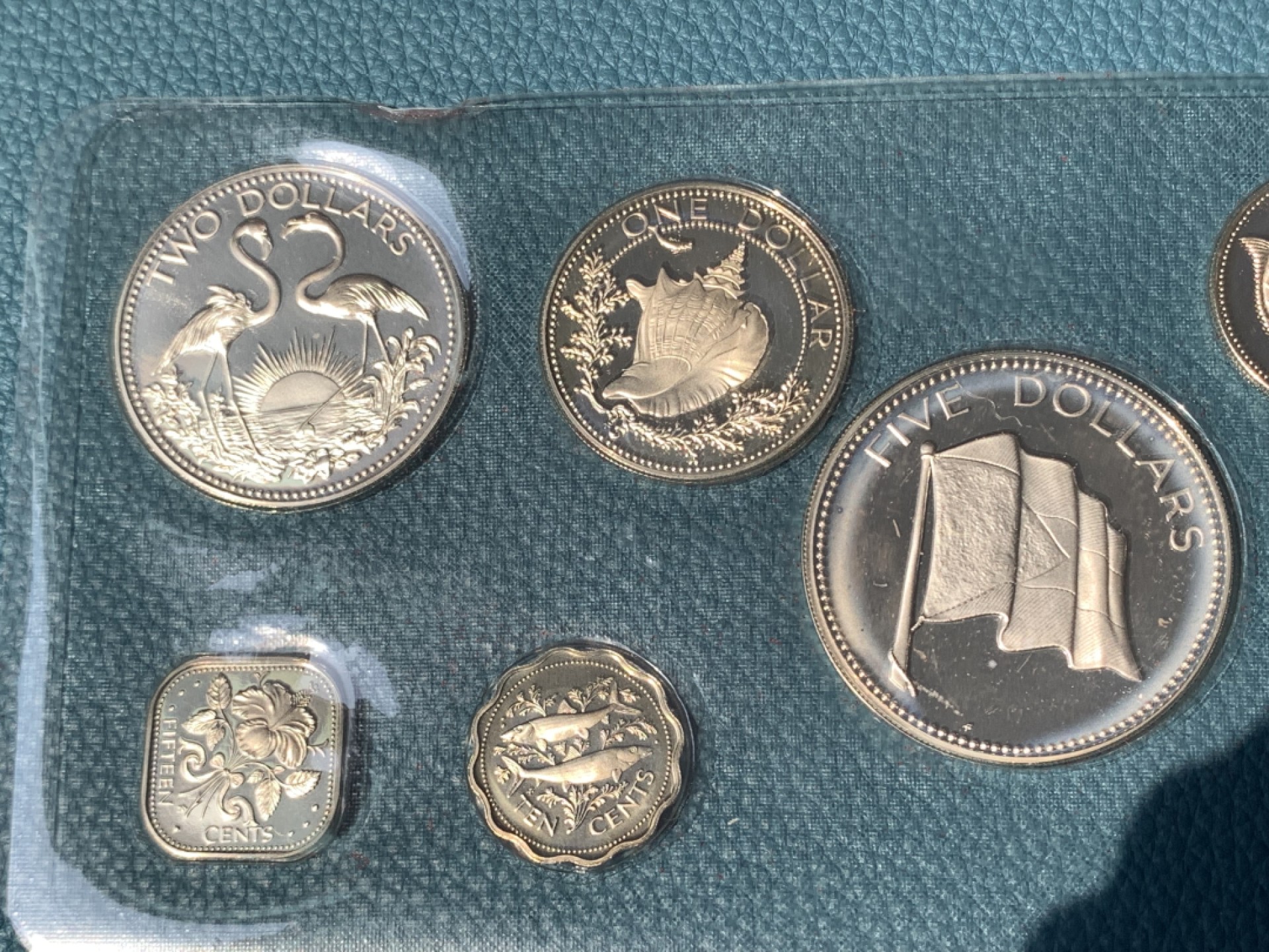 《竞宝斋》第173场-周日，周一2场 (全场包邮) 巴哈马1974年 九枚套精制币 其中 50分/1/2/5元都是银币