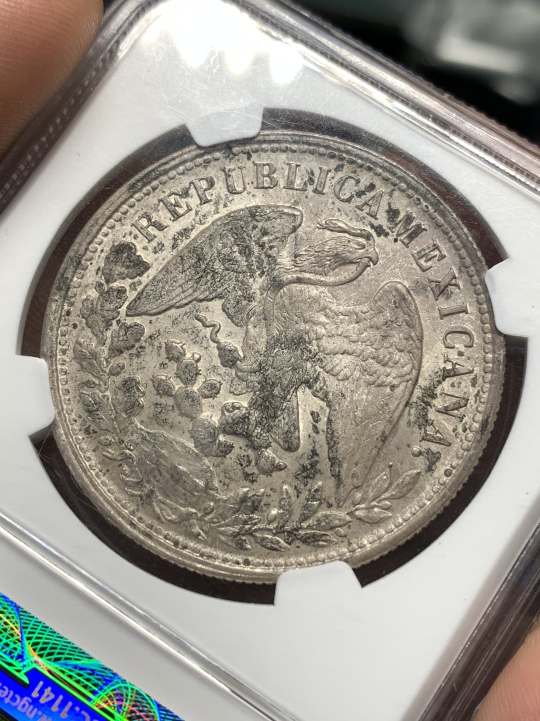 《竞宝斋》第173场-周日，周一2场 (全场包邮) NGC MS64 1898年 墨西哥 直边鹰洋 Restrike 1949年 国内铸造 算是半个国币 更具意义 原味深包浆 分数不错