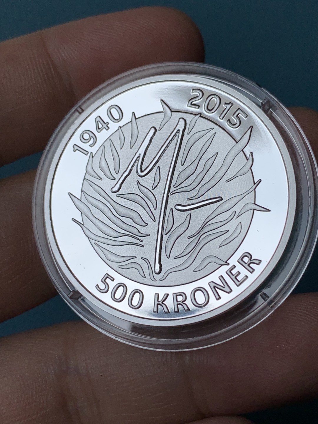 《竞宝斋》第173场-周日，周一2场 (全场包邮) 原盒证书 丹麦2015年 500克朗精制大银币 31.1克 纯银