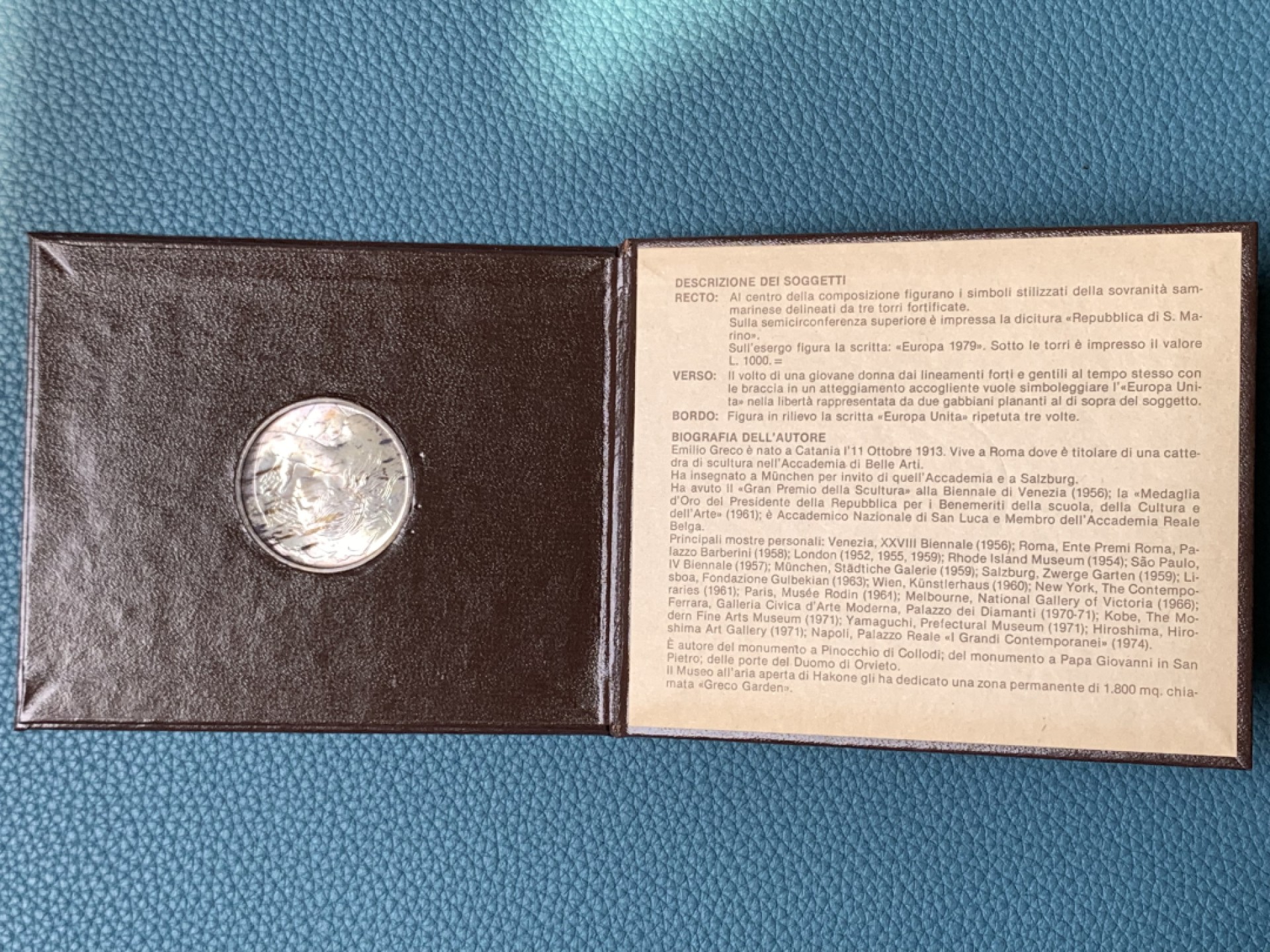 《竞宝斋》第173场-周日，周一2场 (全场包邮) 卡装 圣马力诺1979年 女神 1000里拉银币