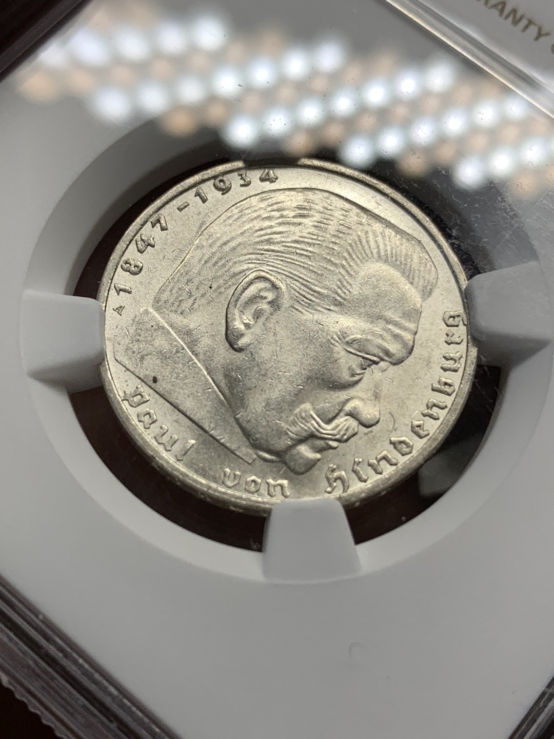 《竞宝斋》第173场-周日，周一2场 (全场包邮) NGC-MS63 德国1937A兴登堡2马克 转光强烈 银霜闪闪 经典品种 好状态不容易