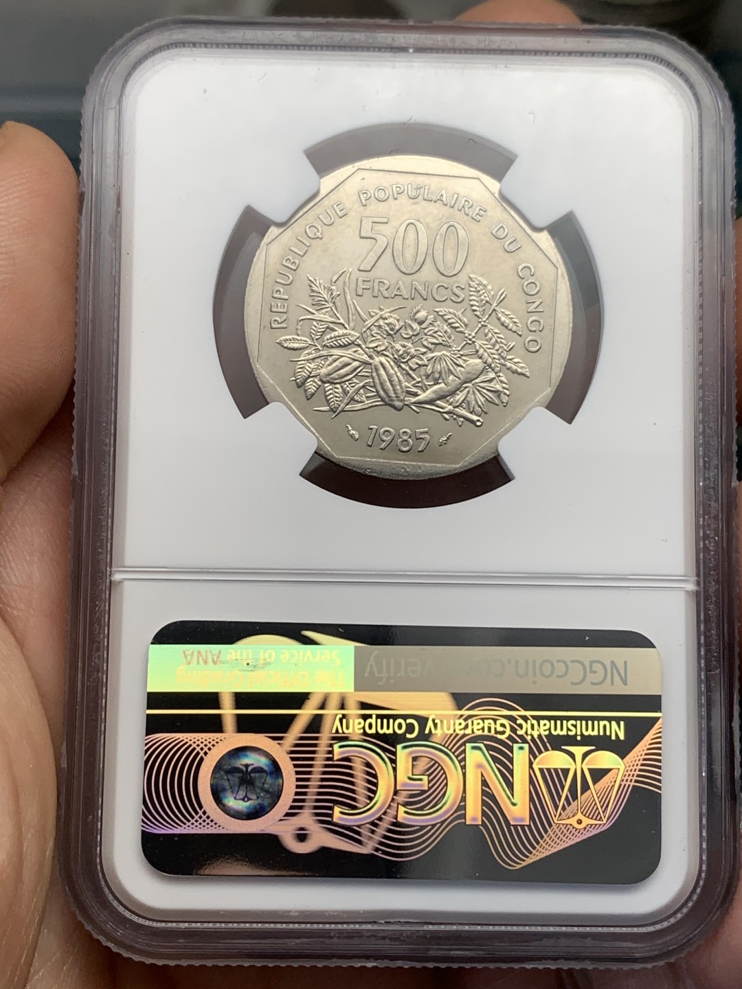 《竞宝斋》第173场-周日，周一2场 (全场包邮) NGC MS65 ESSAI 刚果 1985年 500法郎样币