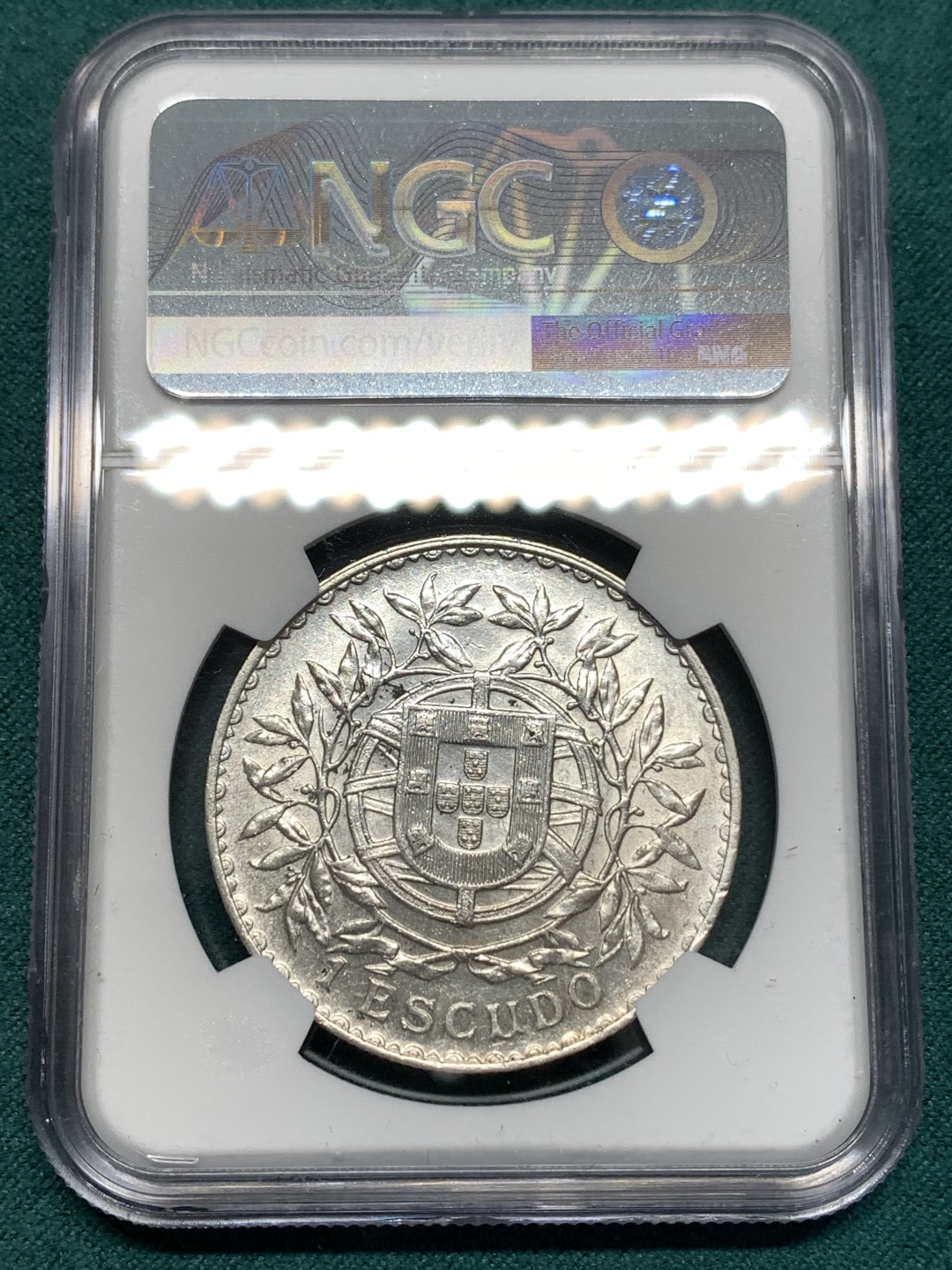 《竞宝斋》第174场-周日，周一2场 (全场包邮) NGC-UNC 葡萄牙 1915年 1埃斯库多大银币