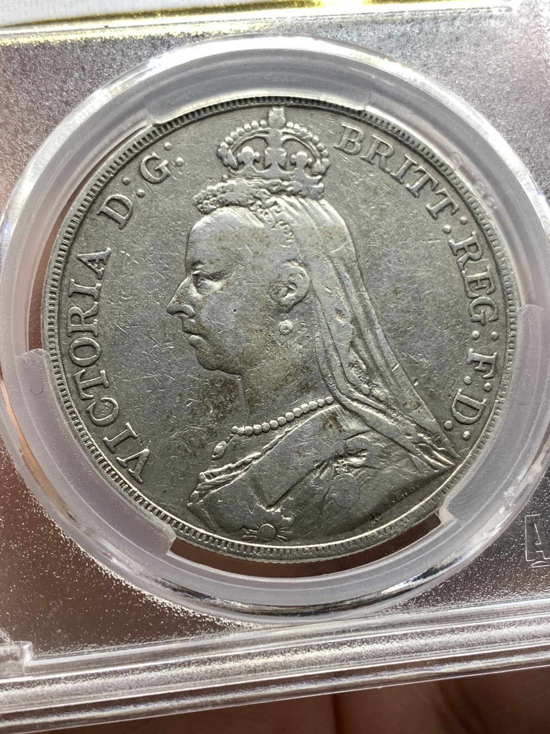 《竞宝斋》第174场-周日，周一2场 (全场包邮) 爱藏 XF40 1889年 英国 维多利亚皇冠 马剑银币