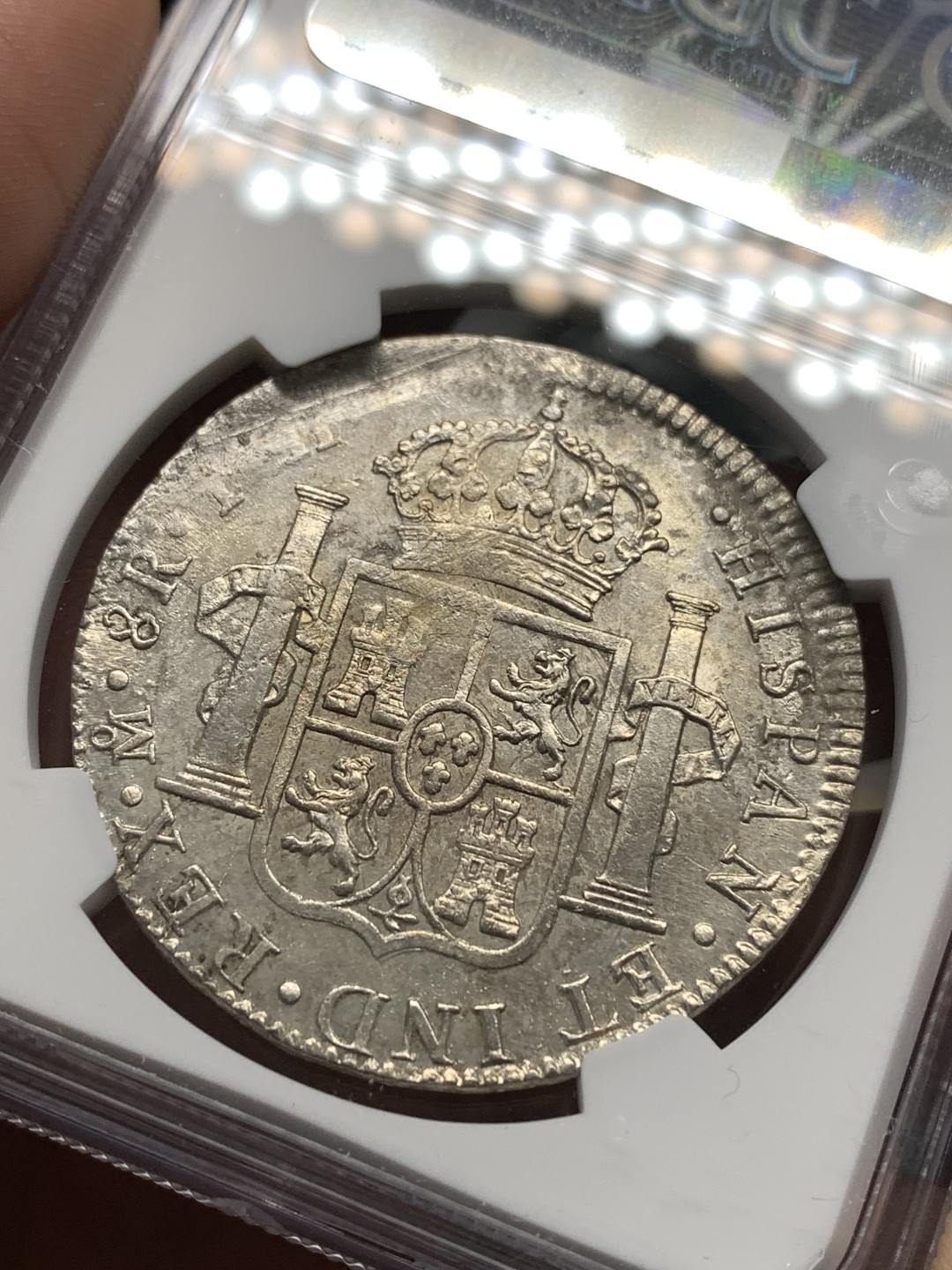 《竞宝斋》第174场-周日，周一2场 (全场包邮) NGC UNC 墨西哥 1809 费七 戎装版 臆造头像 8R 双柱大银币