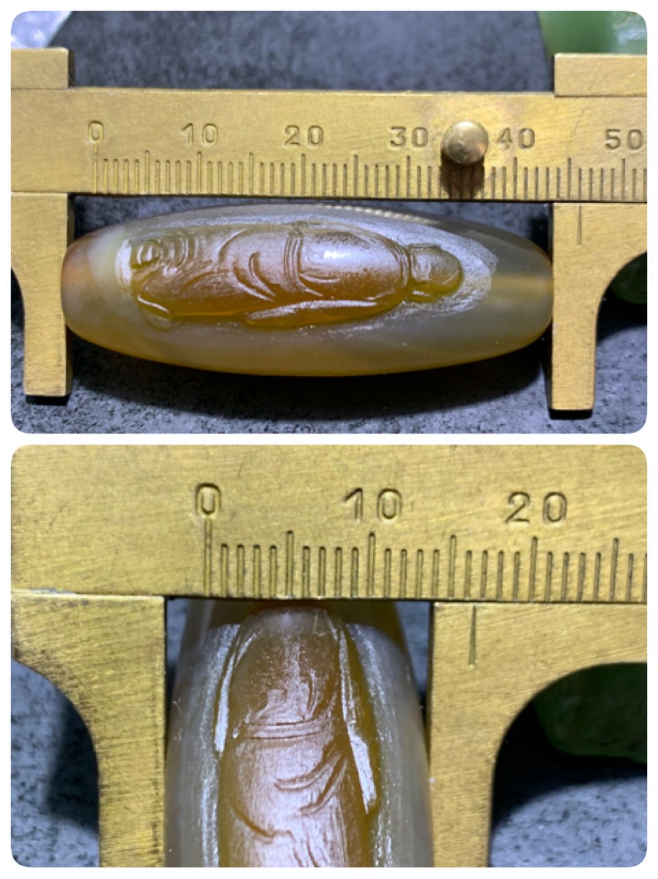 精美亚光高玉化巴西玛瑙手工雕刻一心向佛大桶珠一个！