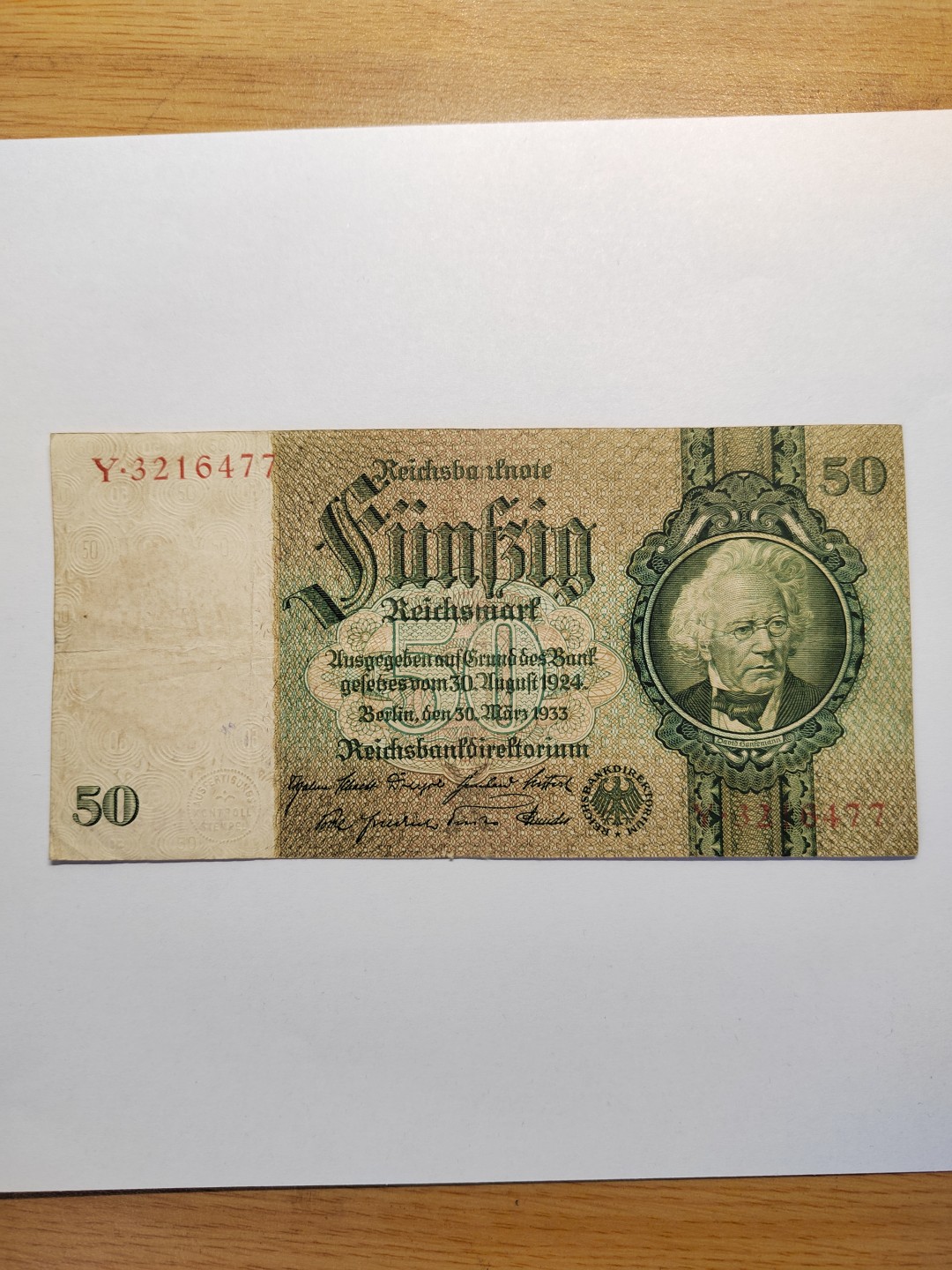 王之爱好～外国纸币 1933年，50马克，德国纸币