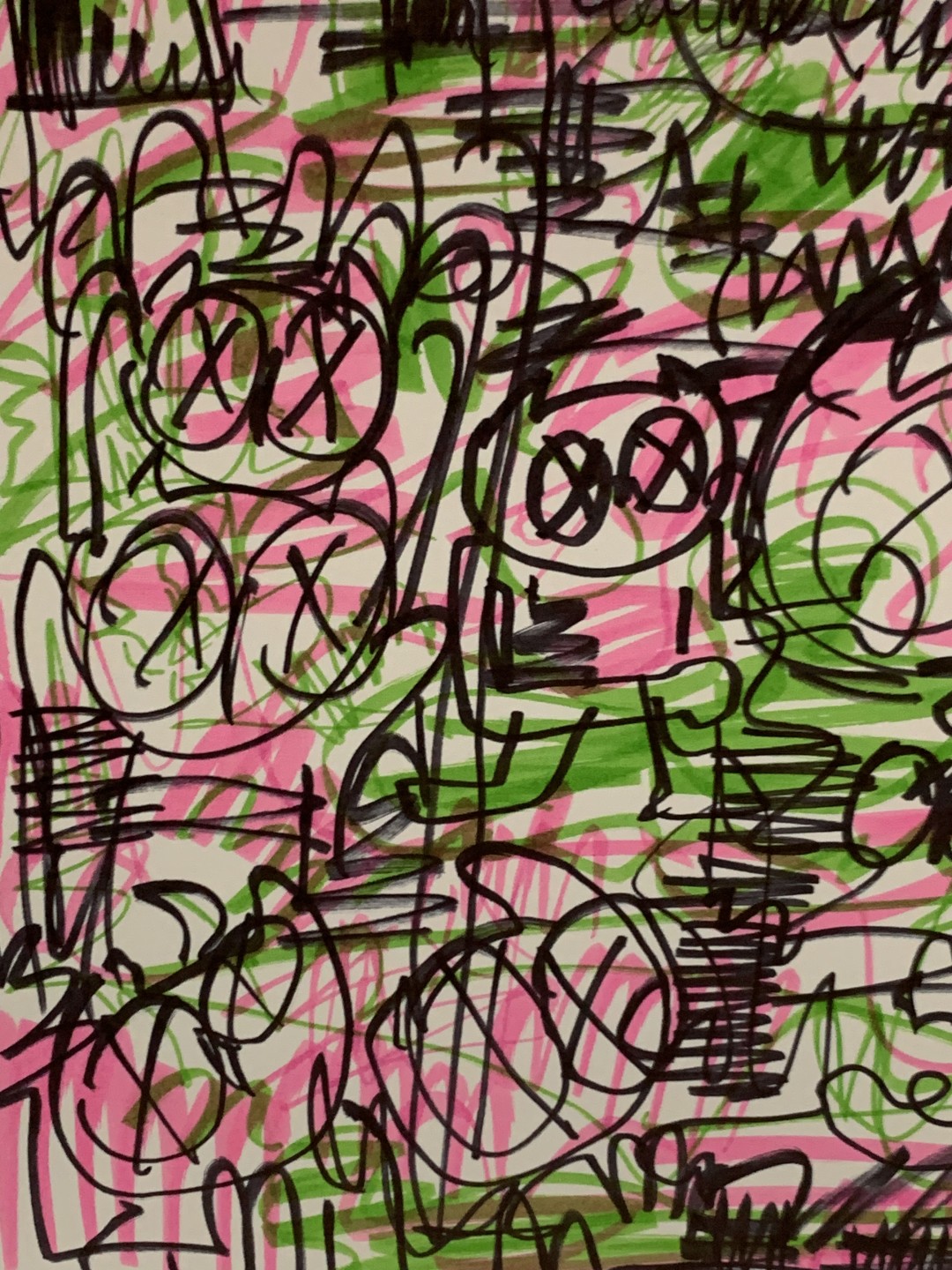零元拍：歪歪亲笔签名 OWSON 原画色卡《思绪》于上海展，尺寸约25/26厘米，拍品不含裱框