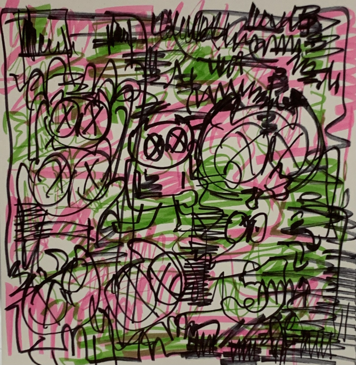 零元拍：歪歪亲笔签名 OWSON 原画色卡《思绪》于上海展，尺寸约25/26厘米，拍品不含裱框