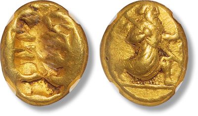 上海匡时2023年春拍中国钱币专场 - 阿契美尼德王朝阿塔薛西斯三世1大流克金币一枚，NGC Ch VF，评级编号：656762-017