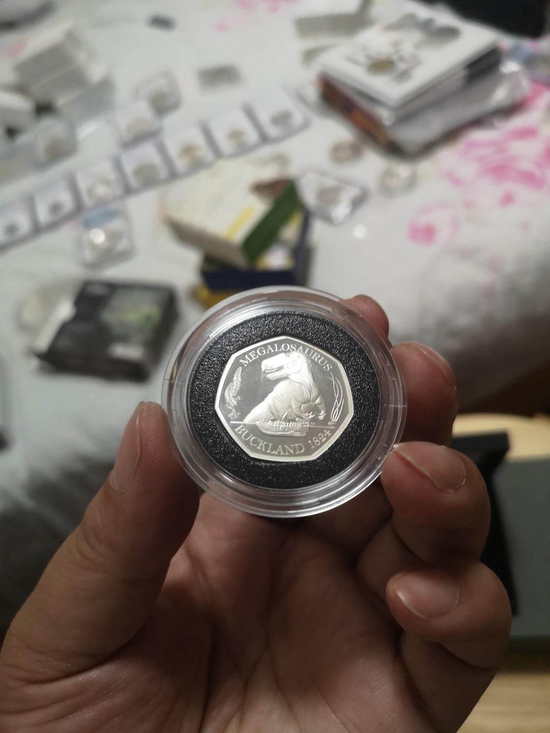 长老汇第4场现代币拍卖 英国2020博物馆系列恐龙50便士彩色精制银币，原盒证