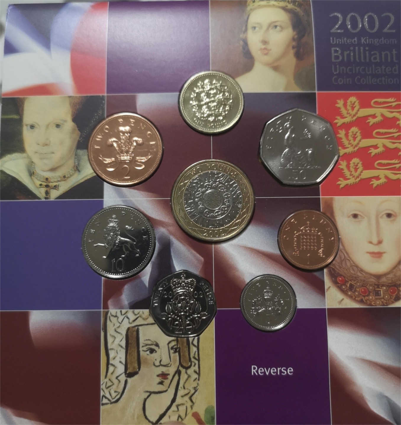 长老汇第4场现代币拍卖 英国2002英镑套币卡装，含2英镑双金属币，英国历史上的女王为主题