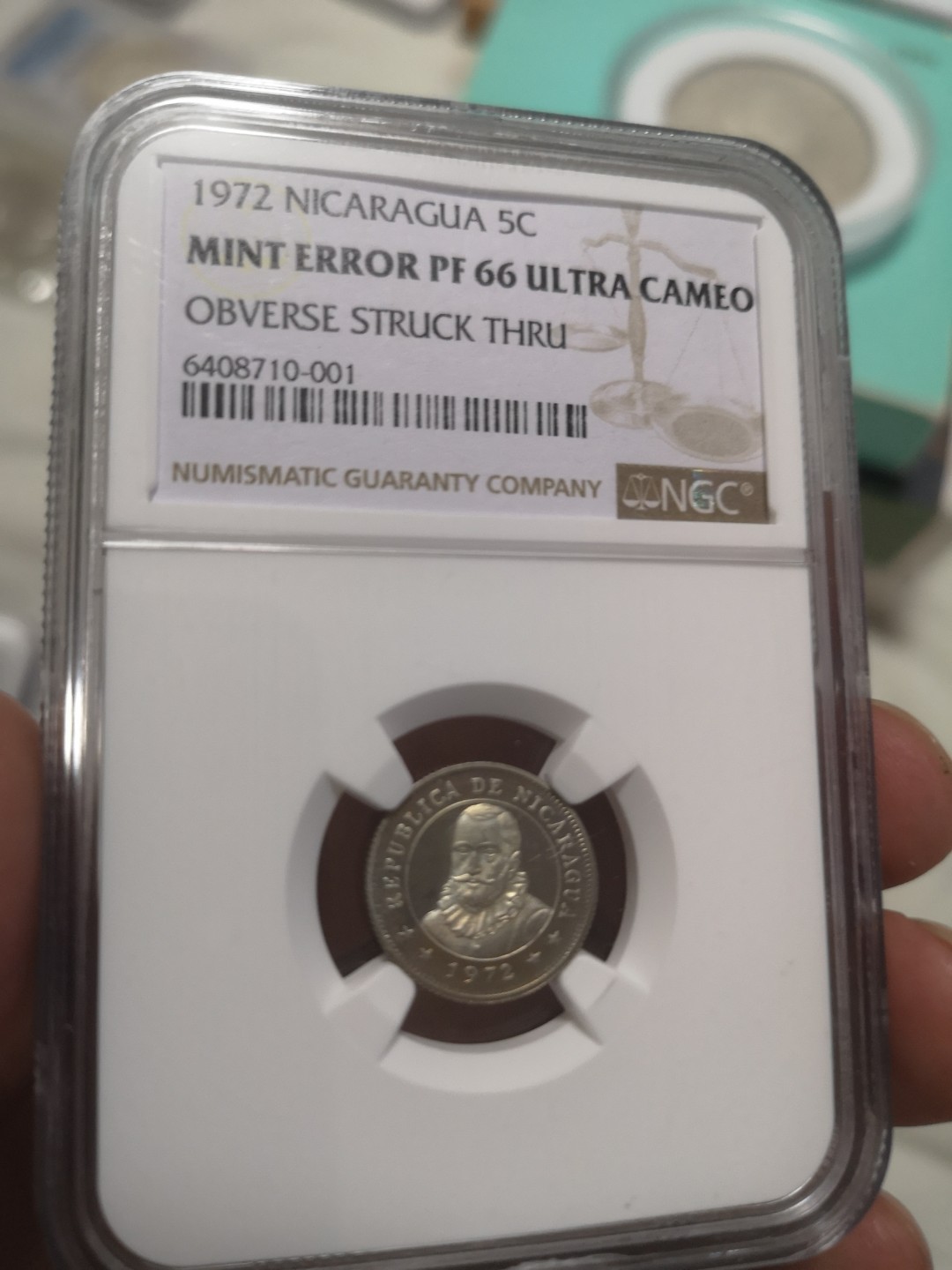 长老汇第4场现代币拍卖 尼加拉瓜1972精制币5枚一套，全部NGC PF66UC，其中最小的一枚是错版币，不要错过！