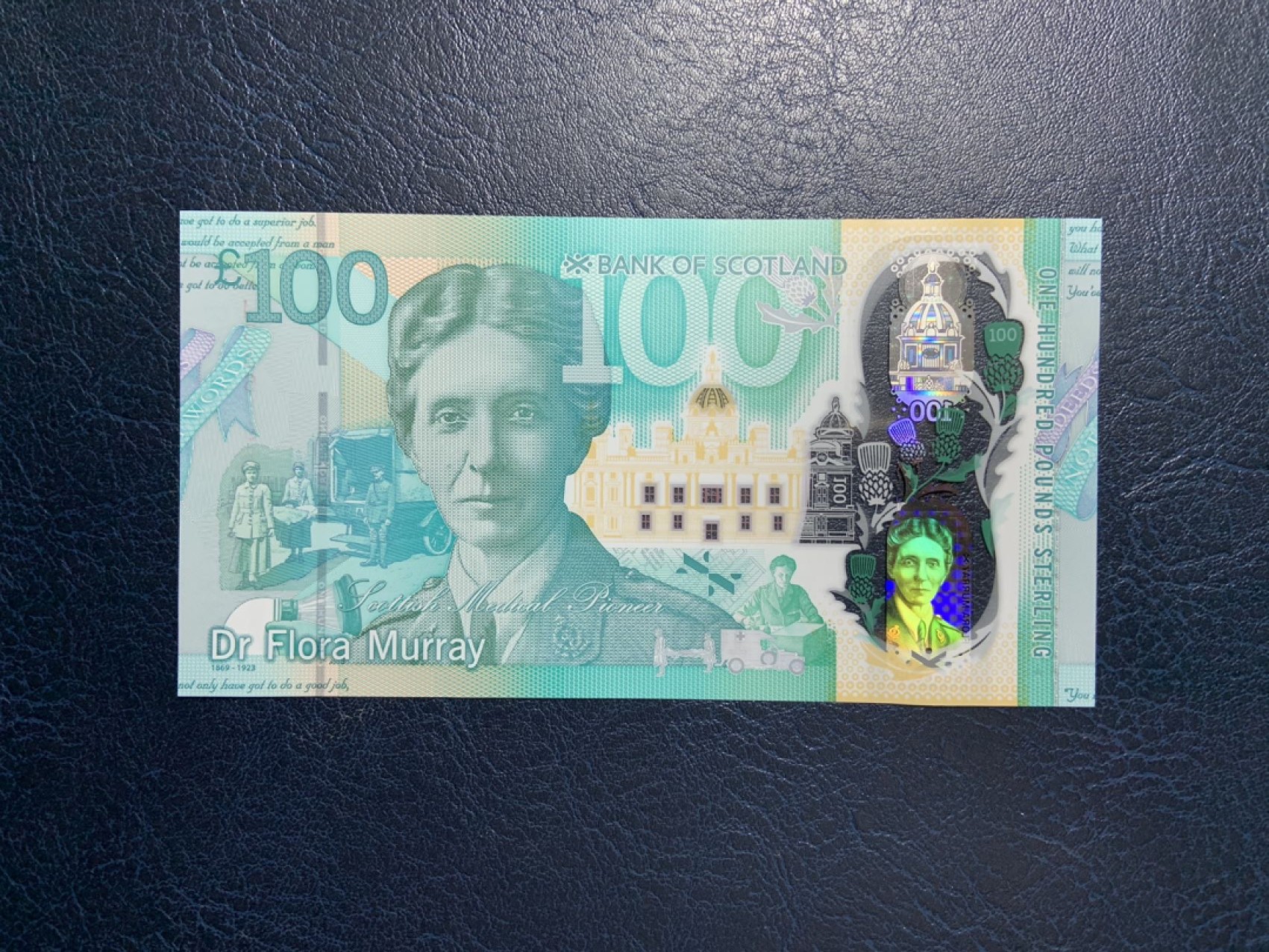 收藏联盟Quantum Auction 第267期拍卖  苏格兰银行2021年100镑 品相全新UNC 苏格兰女性医学先驱 弗诺拉医生
