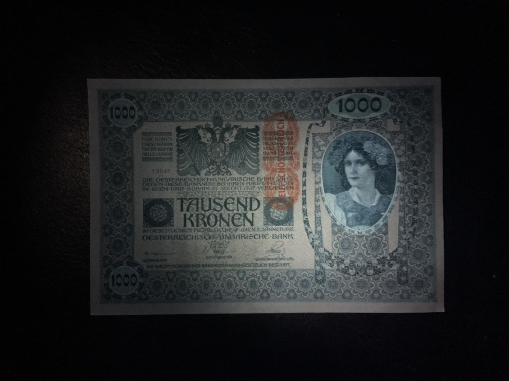 收藏联盟Quantum Auction 第267期拍卖  奥匈帝国1902年1000克朗 品相UNC- 大票幅
