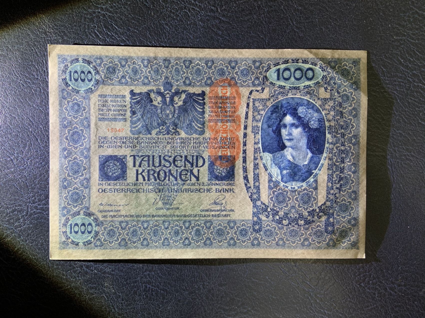 收藏联盟Quantum Auction 第267期拍卖  奥匈帝国1902年1000克朗 品相UNC- 大票幅