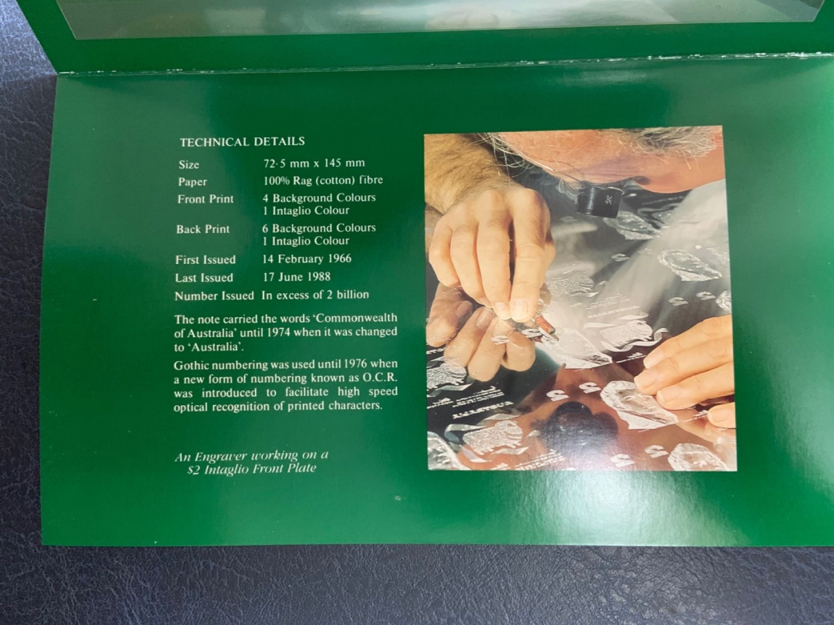 收藏联盟Quantum Auction 第267期拍卖  澳大利亚1988年2元最后一批印刷纸币纪念册 品相全新UNC