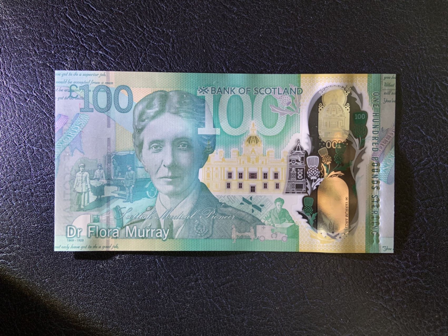 收藏联盟Quantum Auction 第267期拍卖  苏格兰银行2021年100镑 品相全新UNC 苏格兰女性医学先驱 弗诺拉医生
