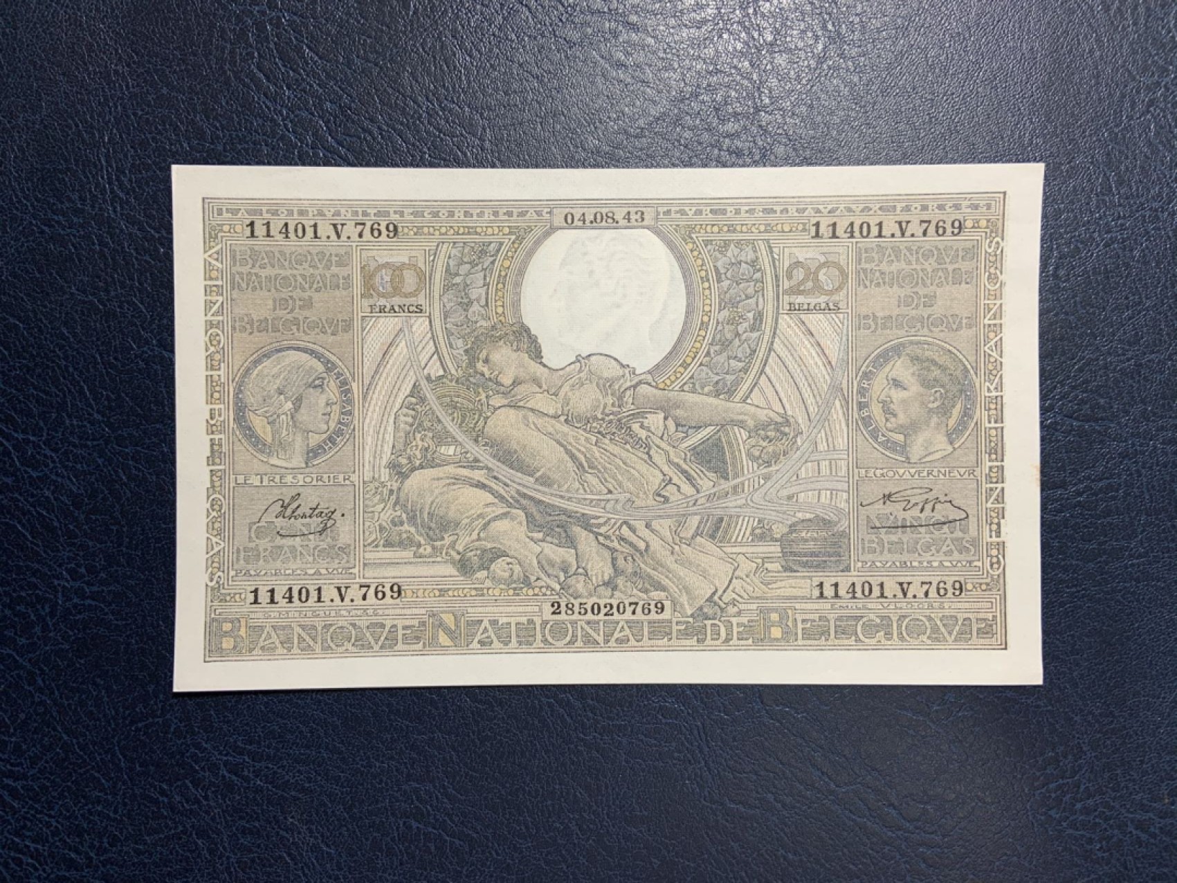 收藏联盟Quantum Auction 第267期拍卖  比利时1943年100法郎 品相UNC-
