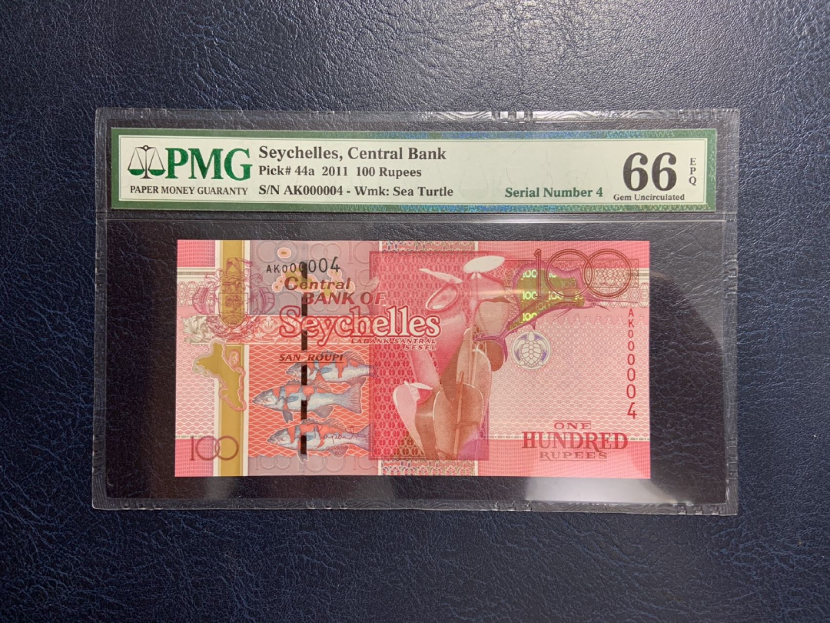 收藏联盟Quantum Auction 第267期拍卖  塞舌尔2011年100卢比 PMG66 开门小号4 大陆龟