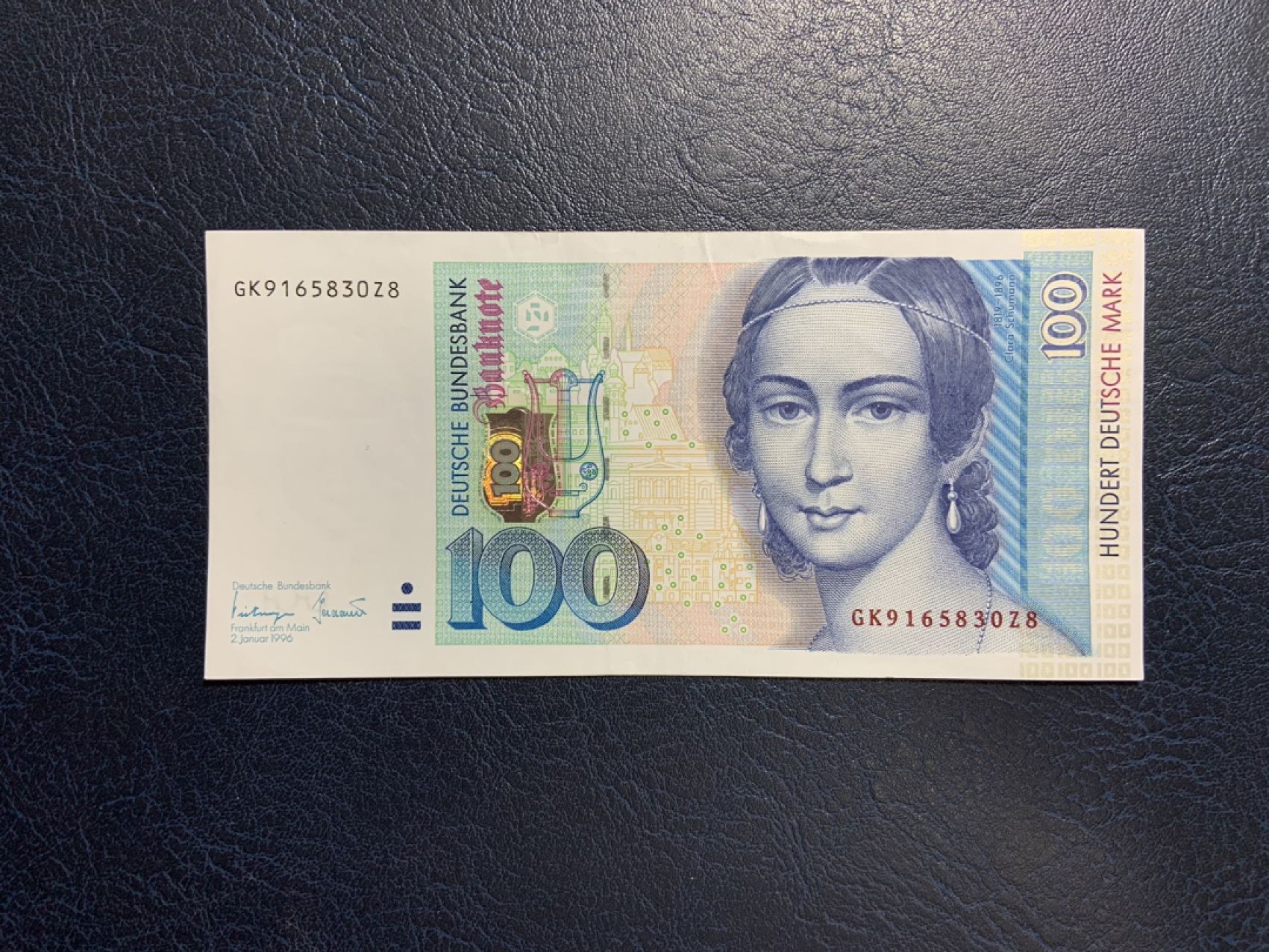 收藏联盟Quantum Auction 第267期拍卖  德国联邦1996年100马克 非全新 品相如图 钢琴家 克拉拉.舒曼