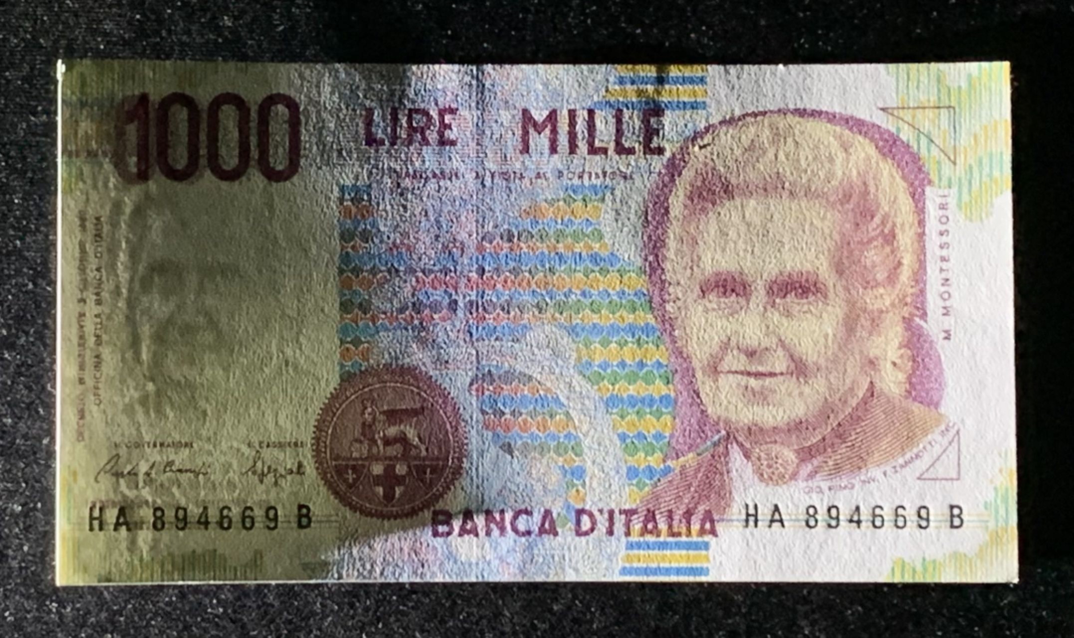 紫瑗钱币——第276期拍卖—纸币场 意大利 1990年 蒙台梭利 末版 1000里拉 UNC