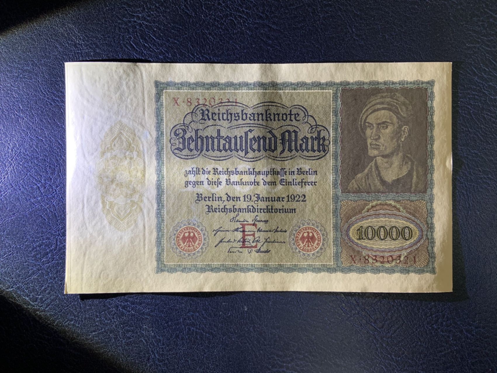 收藏联盟Quantum Auction 第267期拍卖  德国1922年10000马克 品相UNC-  丢勒作品 
