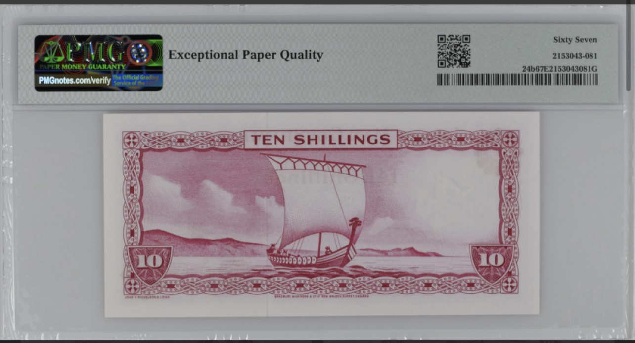 收藏联盟Quantum Auction 第267期拍卖  马恩岛1961年10先令 PMG67 A冠 号码无457