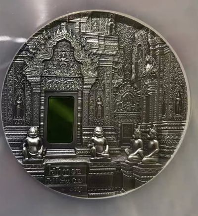 全新帕劳 2019年 蒂凡尼艺术2盎司银币 蓝标首期 NGC70分满分， 柬埔寨吴哥窟，带全新原盒原证，非常漂亮！