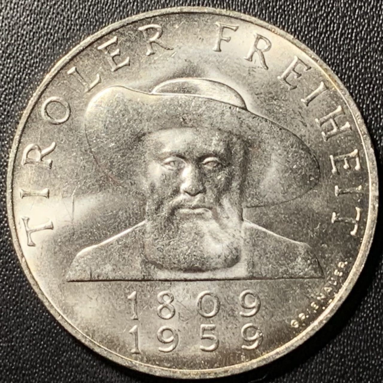 紫瑗钱币——第324期拍卖 奥地利 1959年 蒂罗尔解放150周年 50先令 20克 0.9银 UNC