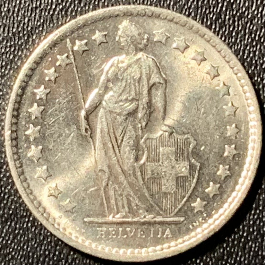 紫瑗钱币——第305期拍卖 瑞士 1964年 赫尔维蒂女神 1/2法郎 2.5克 0.835银 UNC