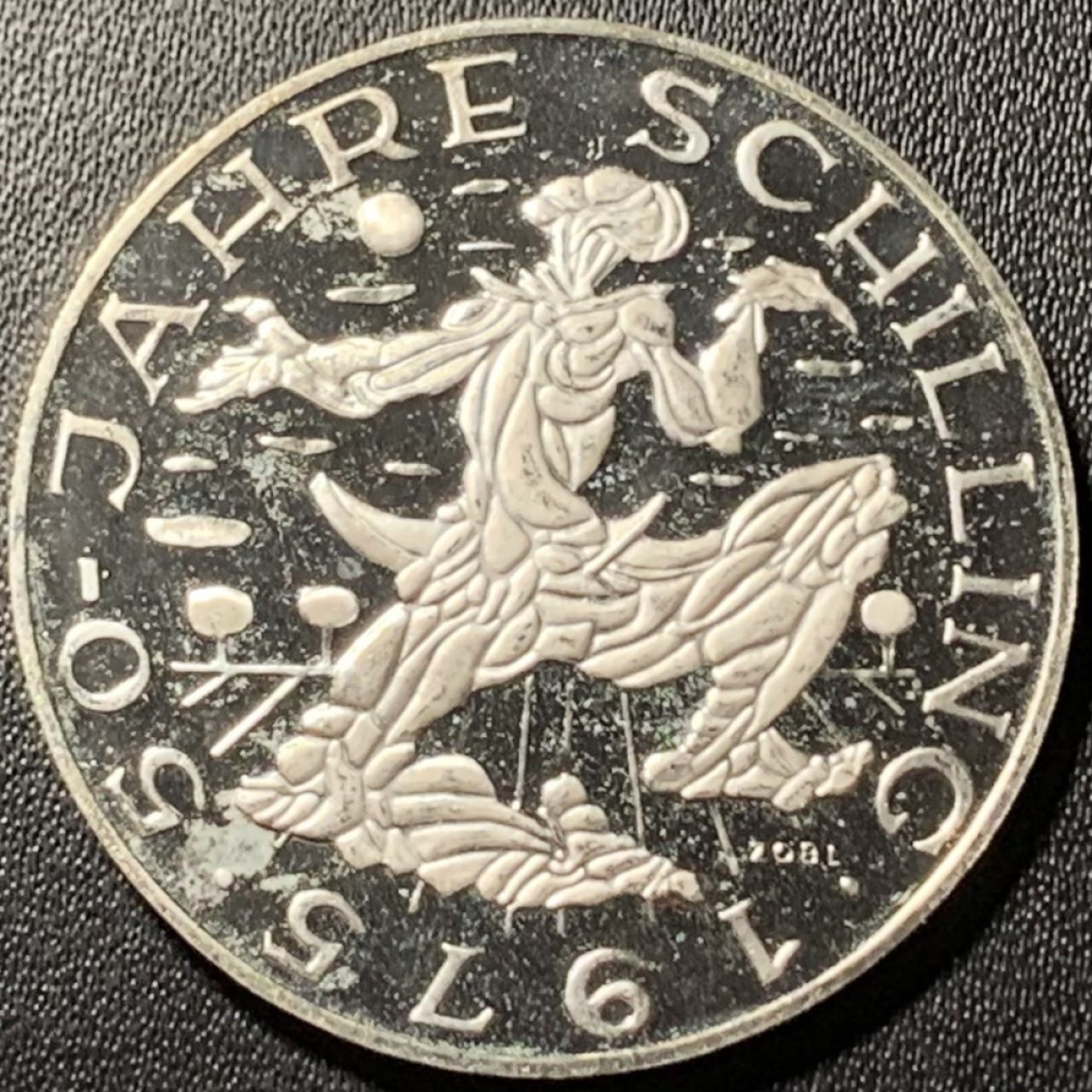 紫瑗钱币——第324期拍卖 奥地利 1975年 先令诞辰50周年 100先令 24克 0.64银 精制