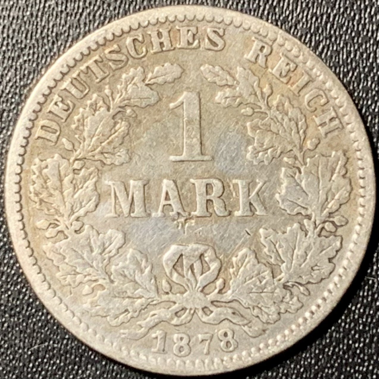 紫瑗钱币——第324期拍卖 德国 1878年 C版 第二帝国 短翅 1马克 5.5克 0.9银