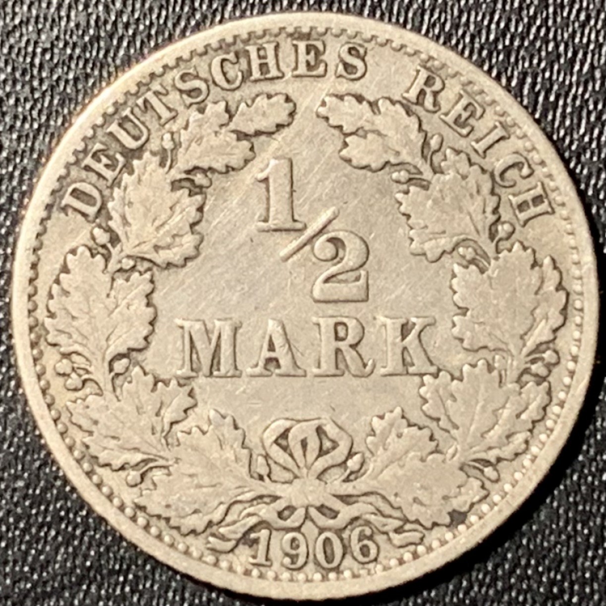 紫瑗钱币——第324期拍卖 德国 1906年 J版 第二帝国 1/2马克 银币 2.77克 0.9银