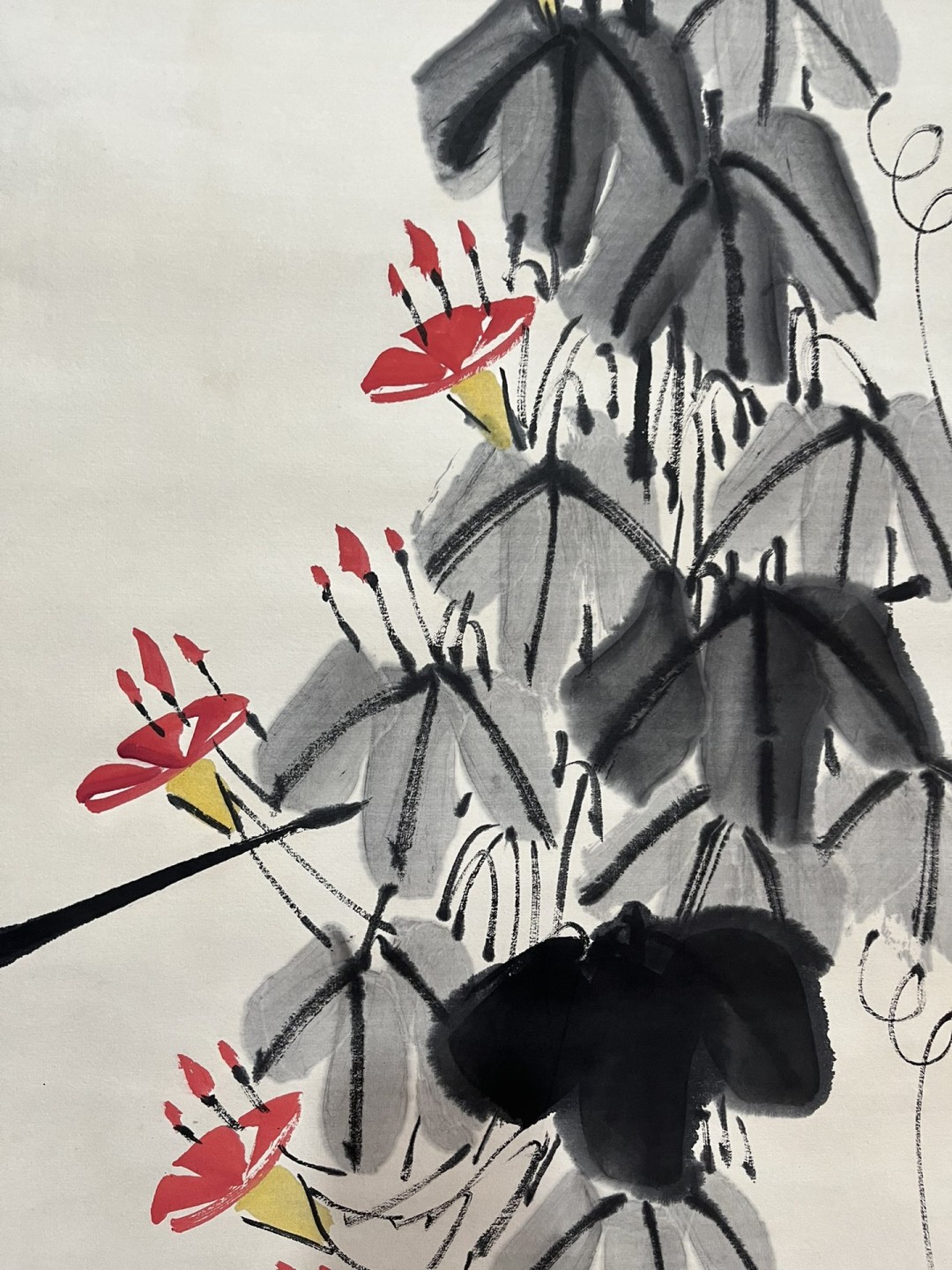 手绘  名人名家书画 牵牛花 