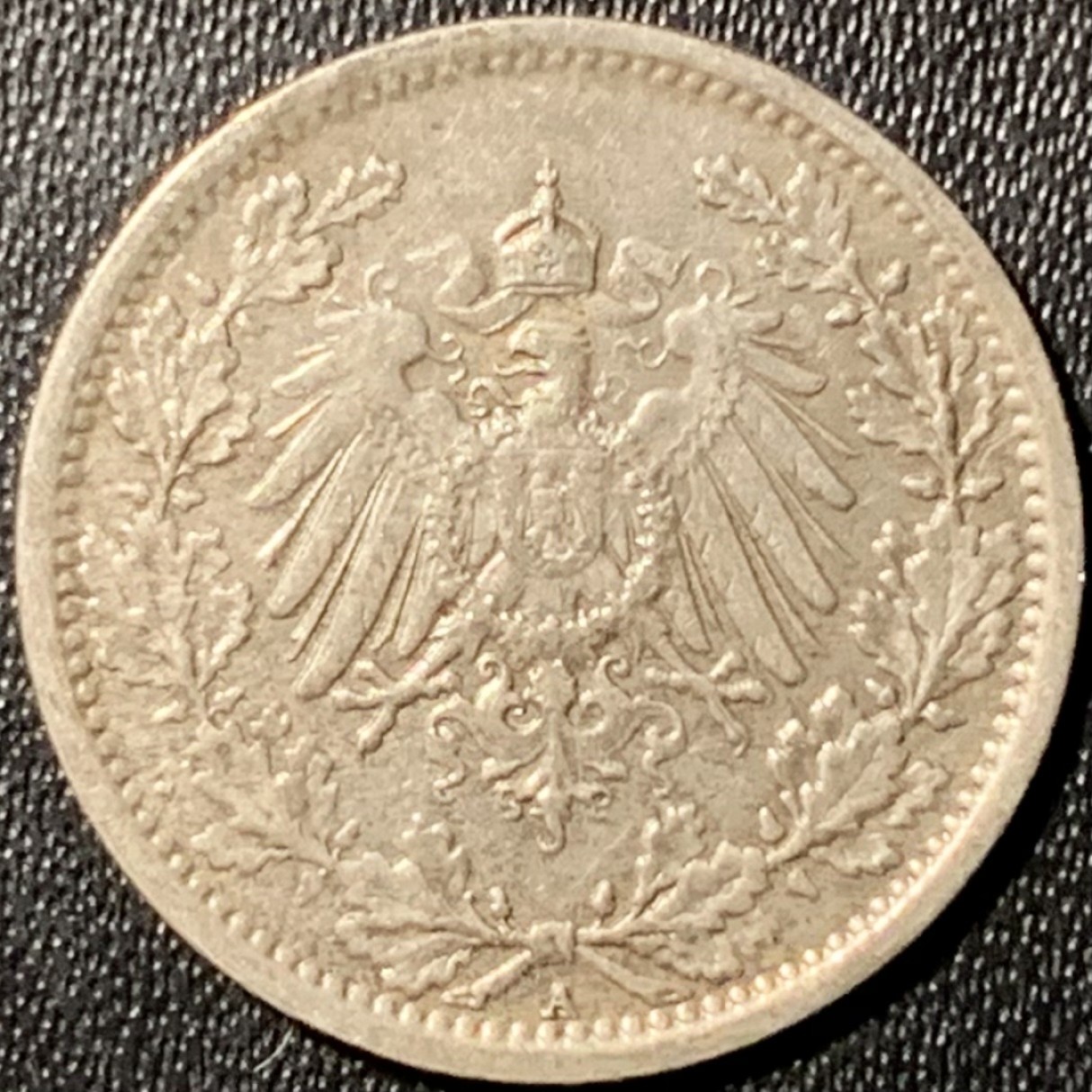 紫瑗钱币——第324期拍卖 德国 1917年 A版 第二帝国 1/2马克 银币 2.77克 0.9银