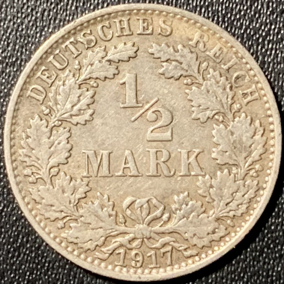 紫瑗钱币——第324期拍卖 德国 1917年 A版 第二帝国 1/2马克 银币 2.77克 0.9银