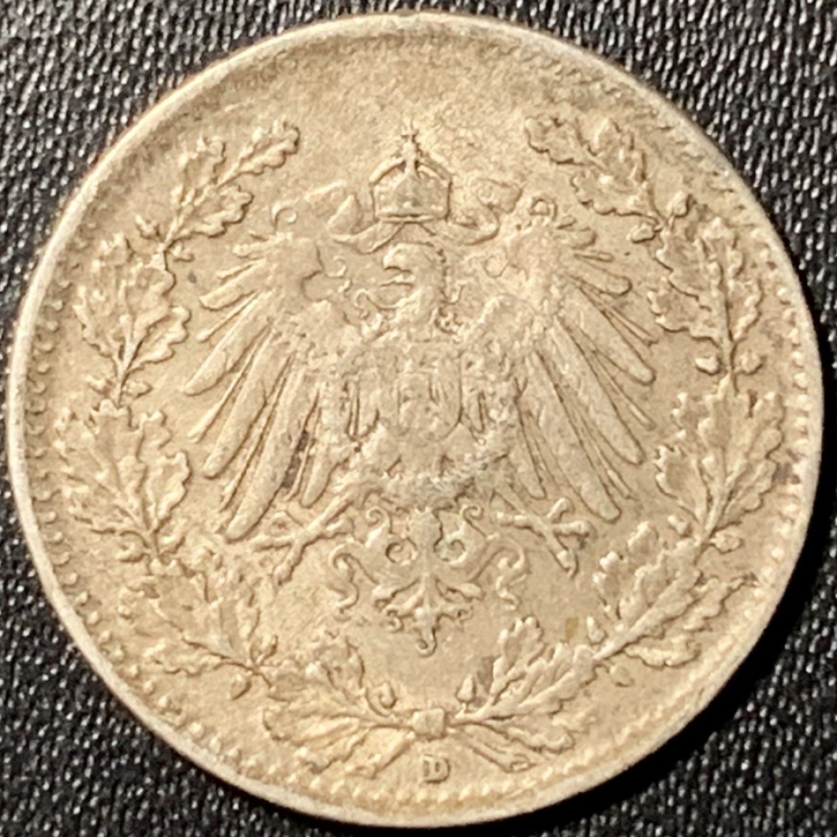 紫瑗钱币——第305期拍卖 德国 1916年 D版 第二帝国 1/2马克 银币 2.77克 0.9银