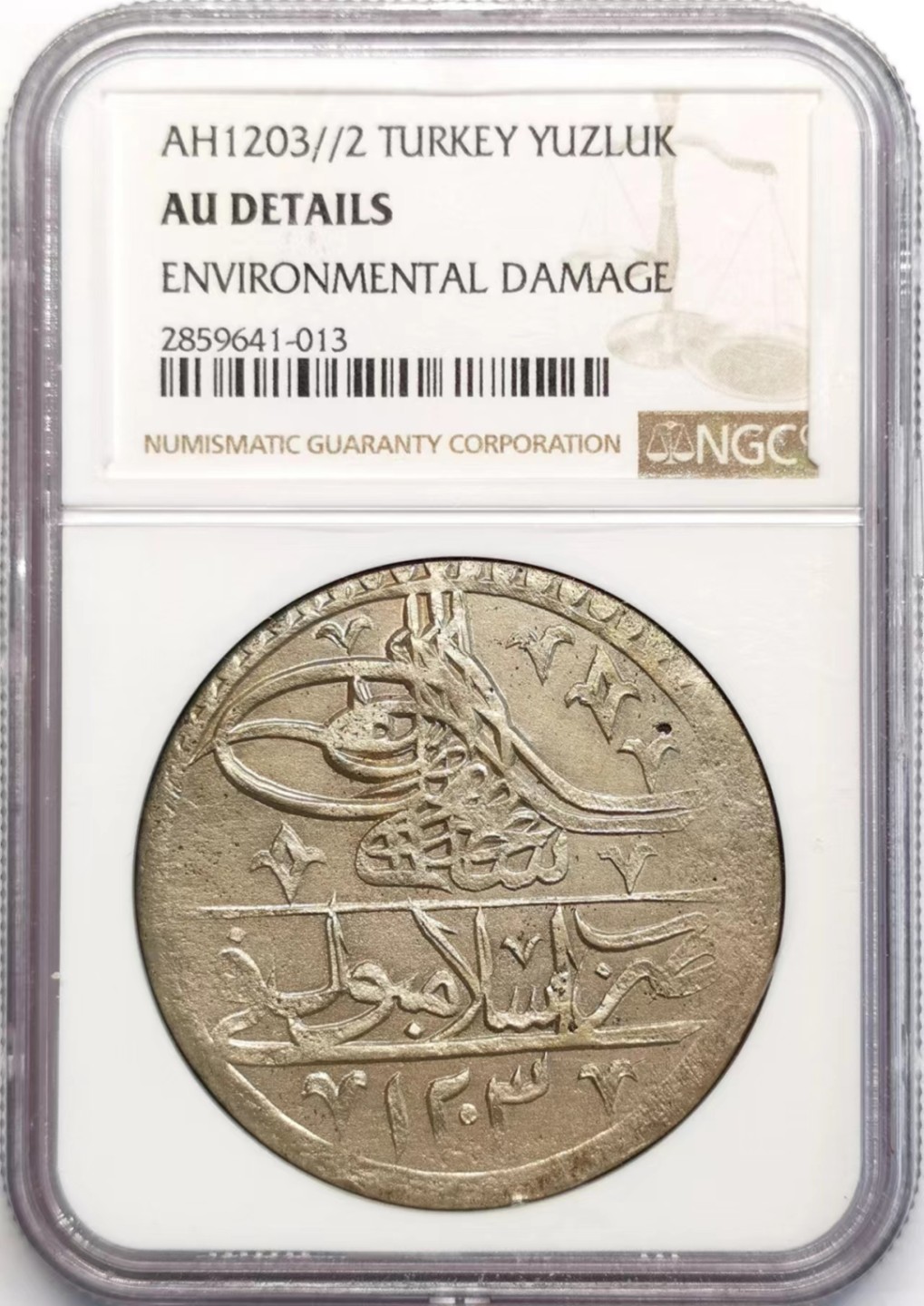 凡希社世界钱币微拍第二百四十二期 AH1203/2土耳其YUZLUK大银NGC-AUD