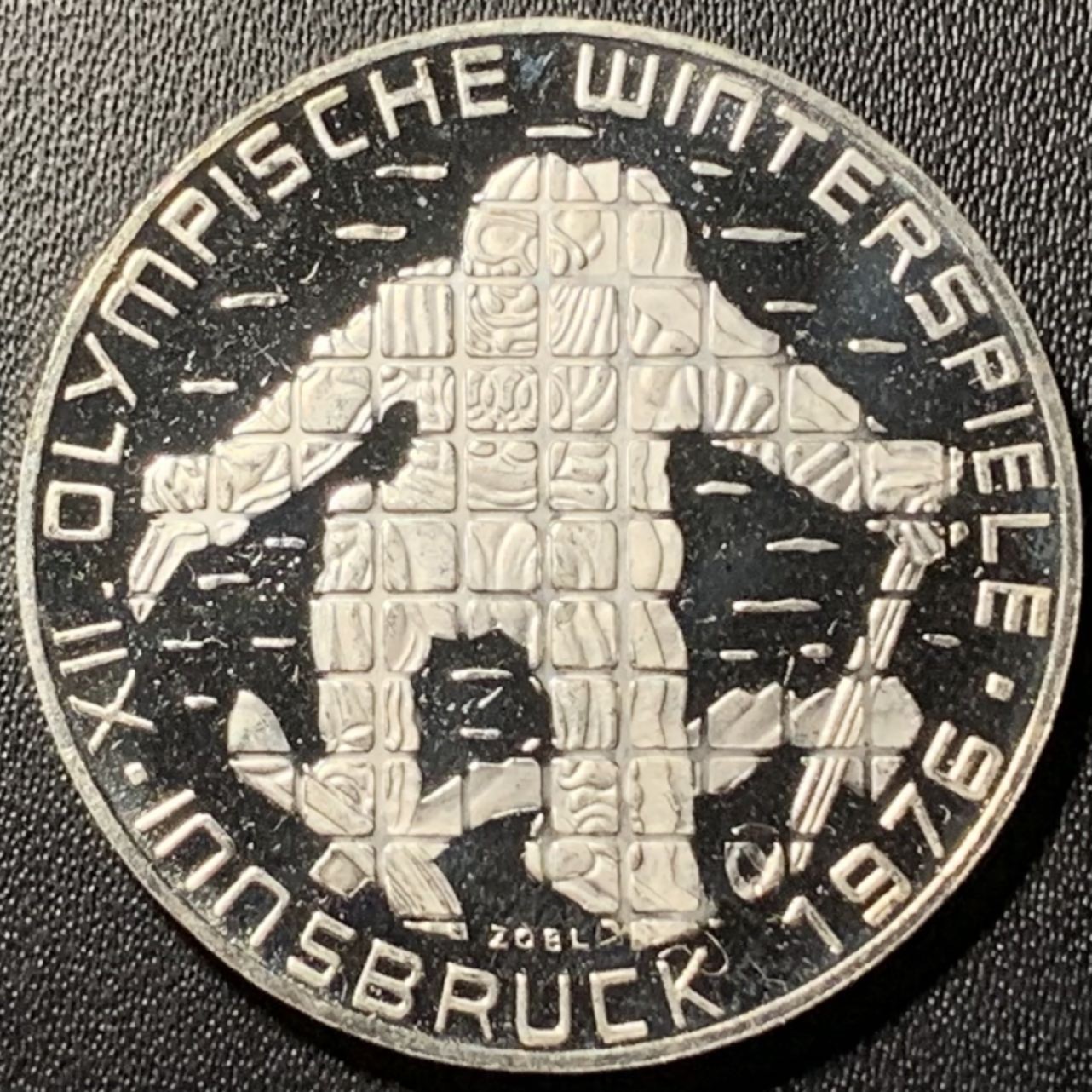 紫瑗钱币——第324期拍卖 奥地利 1976年 因斯布鲁克冬奥运 滑雪 100先令 24克 0.64银 精制