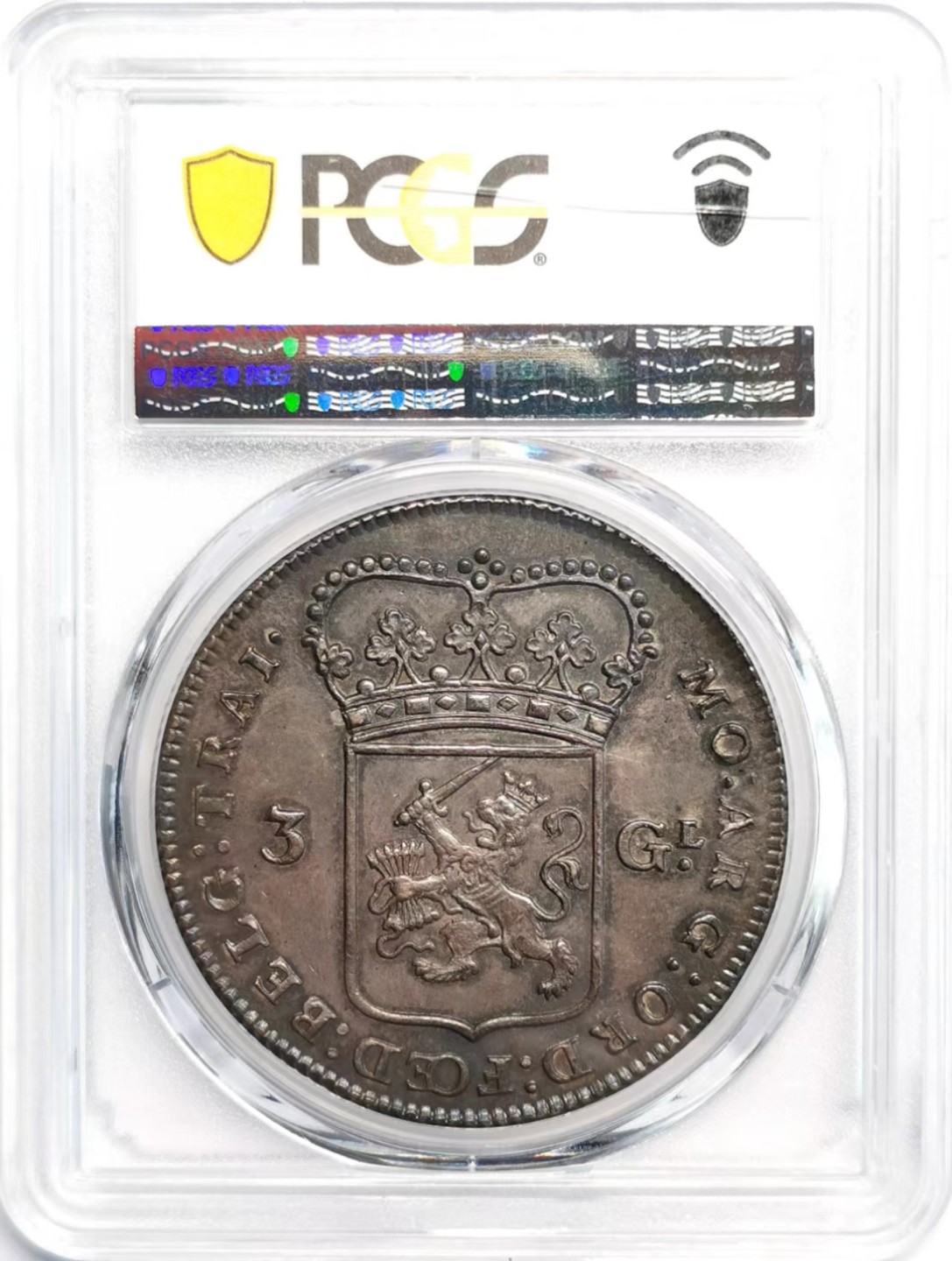 凡希社世界钱币微拍第二百四十二期 荐！1786乌特勒支雅典娜3盾大银PCGS-MS62黑彩细节极好！