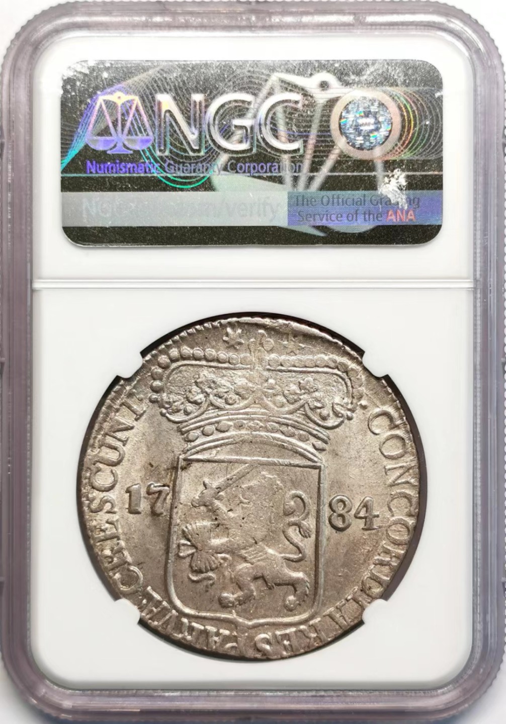 凡希社世界钱币微拍第二百四十二期 荐！1784泽兰执剑武士杜卡特大银NGC-MS62原色银光！