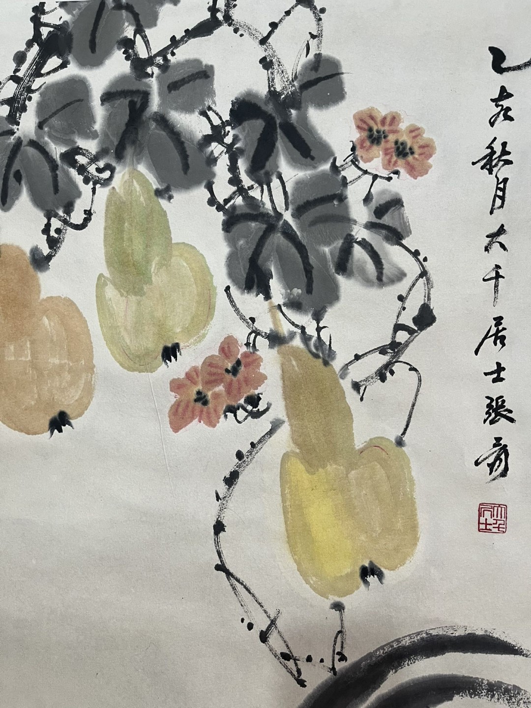 手绘临摹张大千葫芦鸡