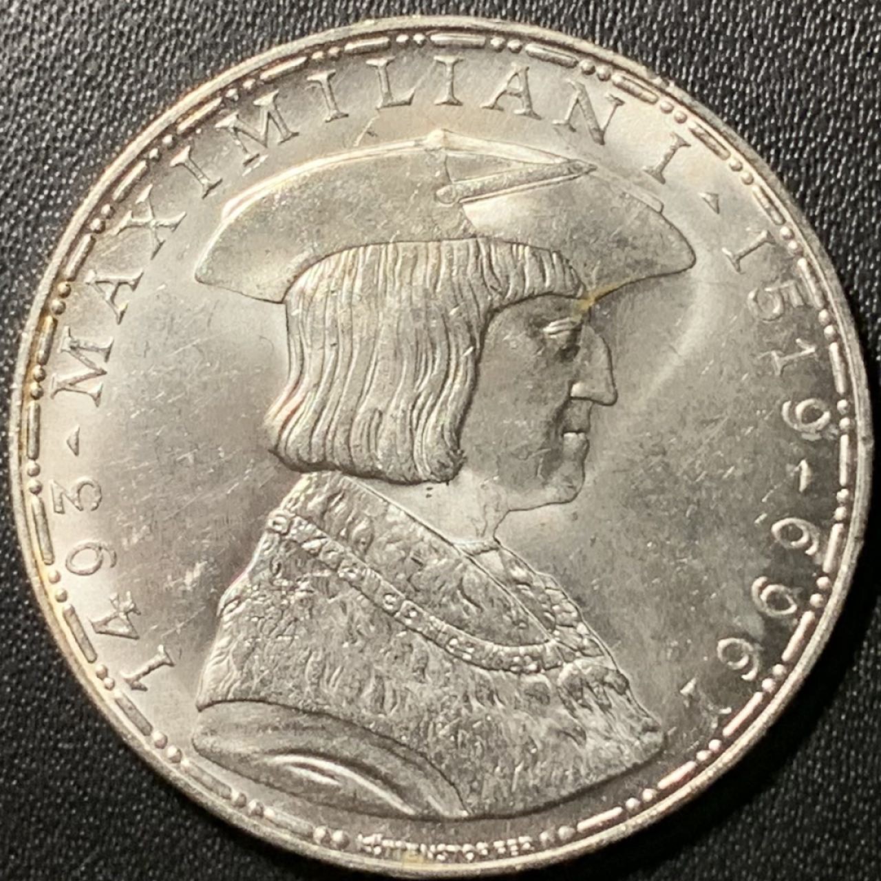 紫瑗钱币——第305期拍卖 奥地利 1969年 马克西米安诞辰450周年 50先令 20克 0.9银 UNC