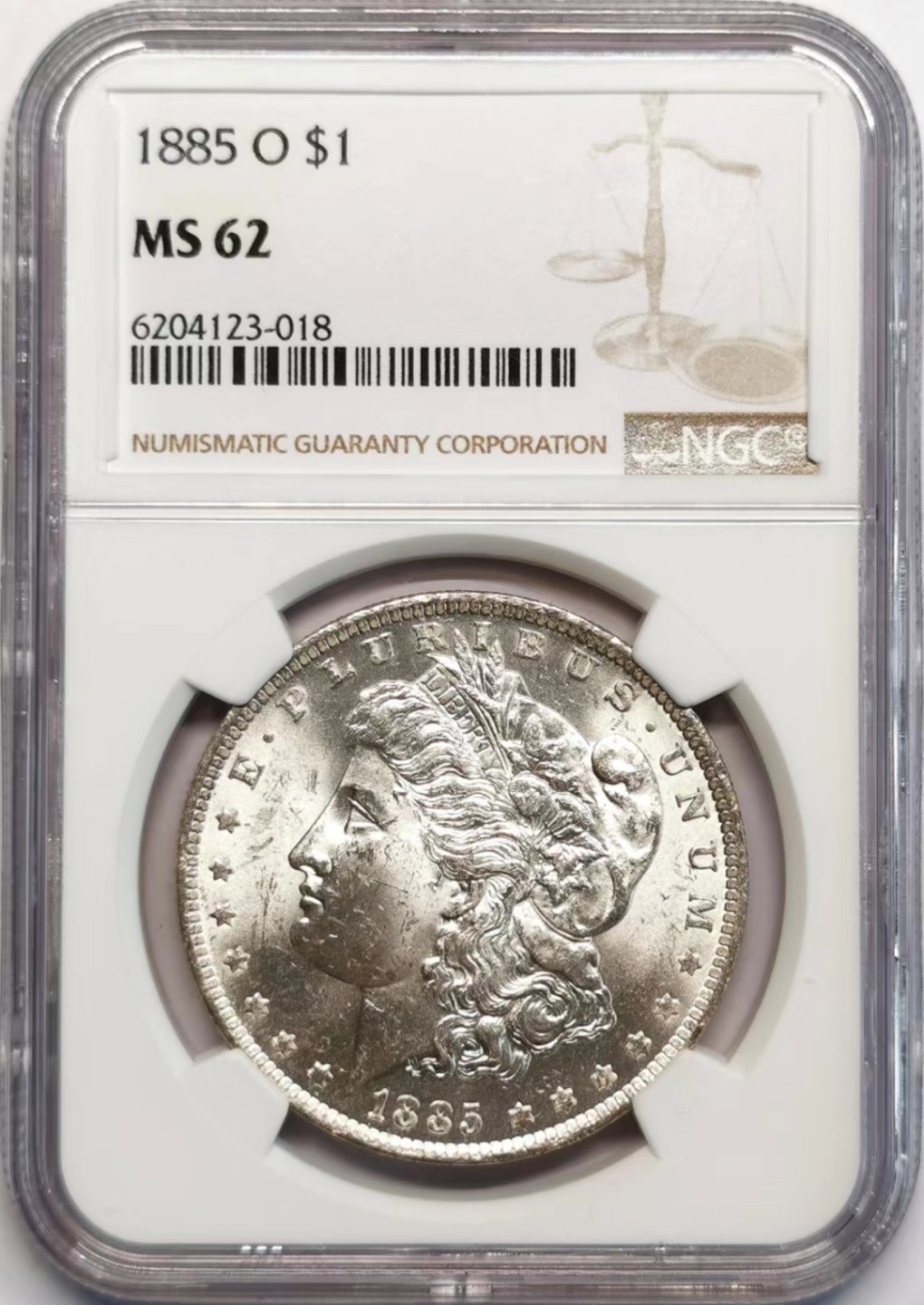 凡希社世界钱币微拍第二百四十二期 1885O美国摩根壹元NGC-MS62