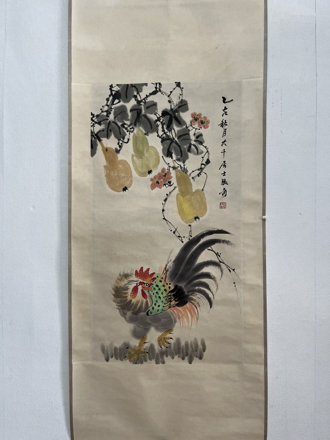 手绘临摹张大千葫芦鸡