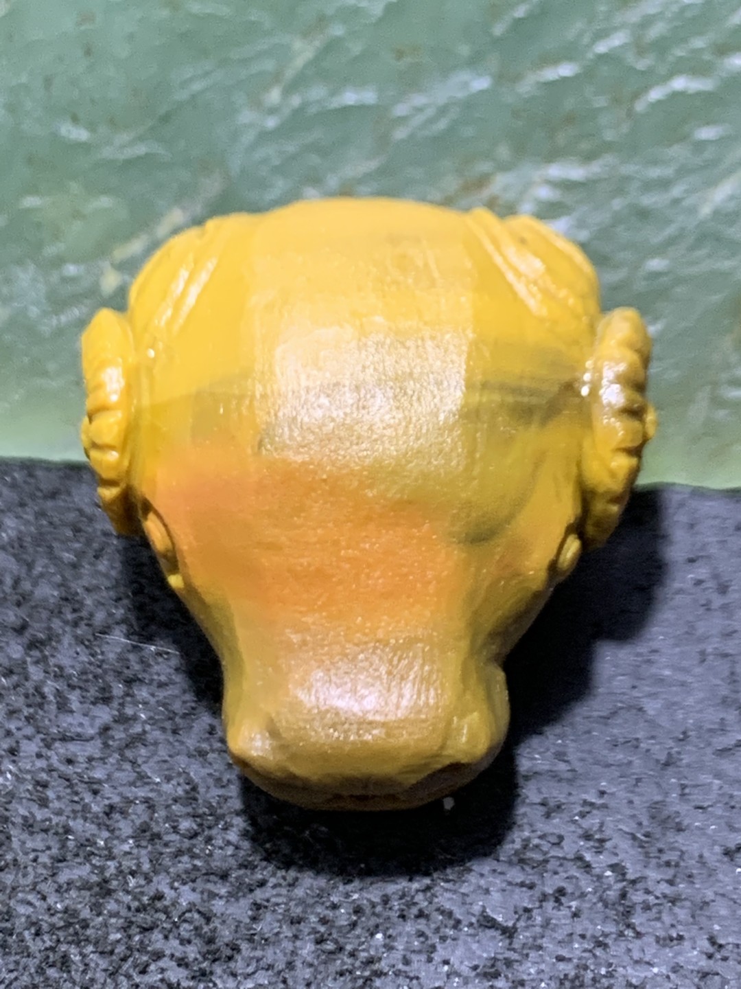 精美亚光战国红玛瑙手工俏色巧雕如意牛头一体佛头三通一个