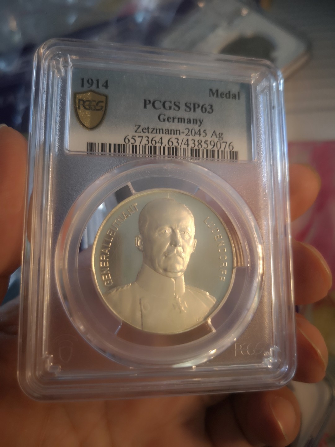 长老汇精品老银币系列 德国1914鲁登道夫纪念银章，PCGS SP63