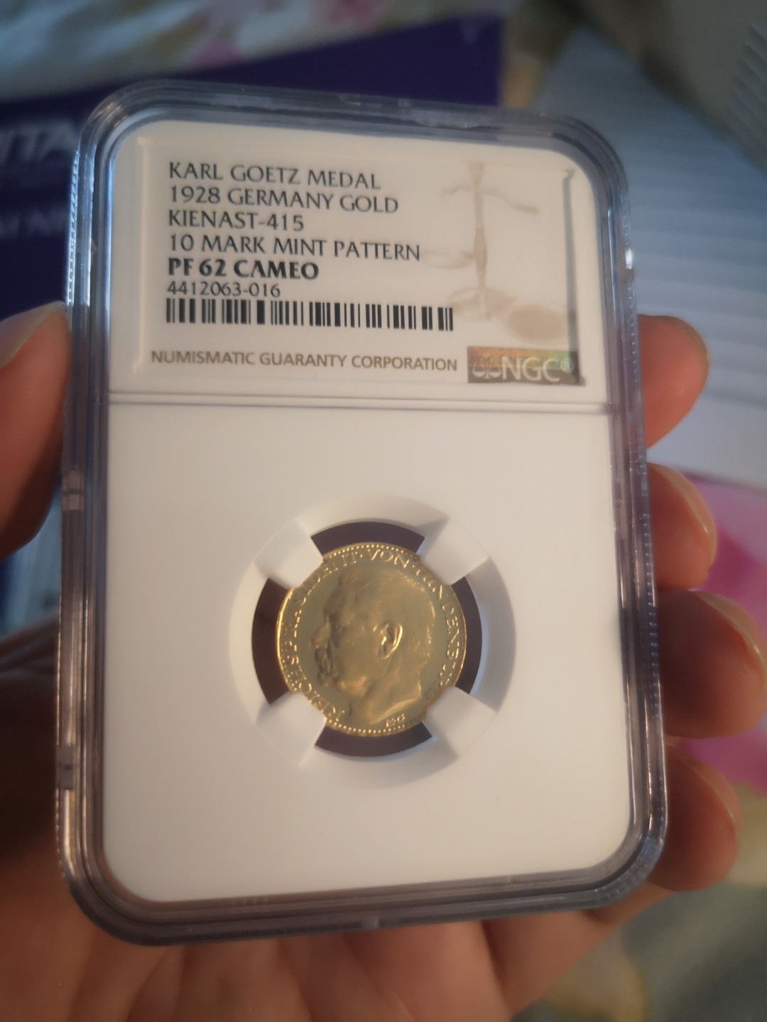 长老汇精品老银币系列 德国1928兴登堡10马克精制金币样币，卡尔哥茨作品，PCGS PF62 CAMEO